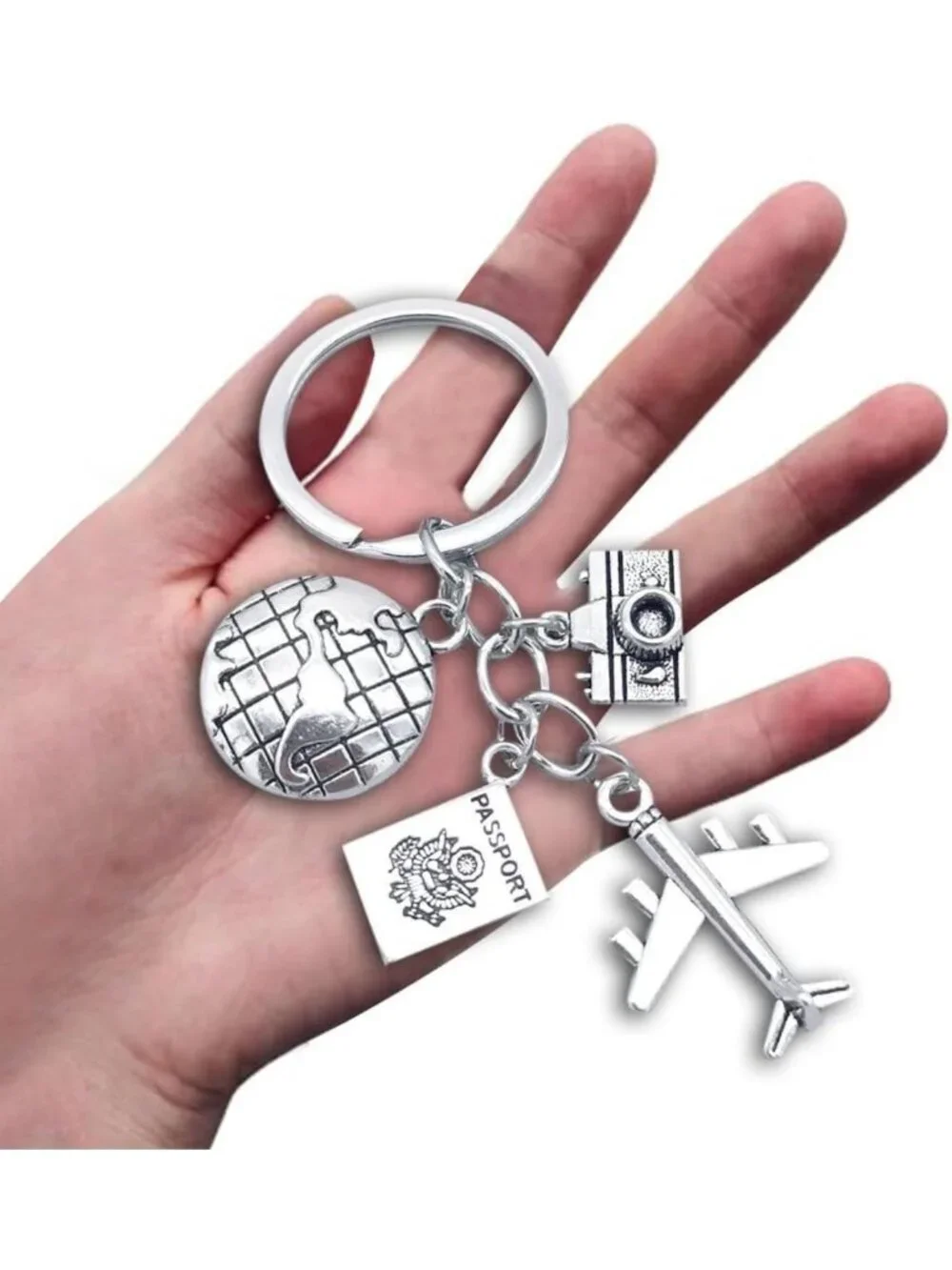 25 Pack Travel Airplane Keychains - Adventure Camera Keyrings for Travelers